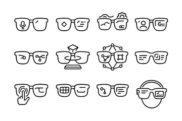 Data smart predictive interface hud network vector ai eyewear glasses interactive icon