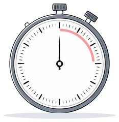 Hand drawn stopwatch timer illustration with a red elapsed time marker showing a deadline or countdown concept