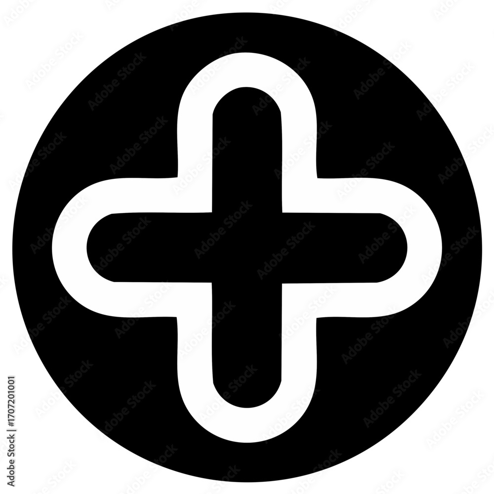 Poster abstract black and white cross shape design in a circle