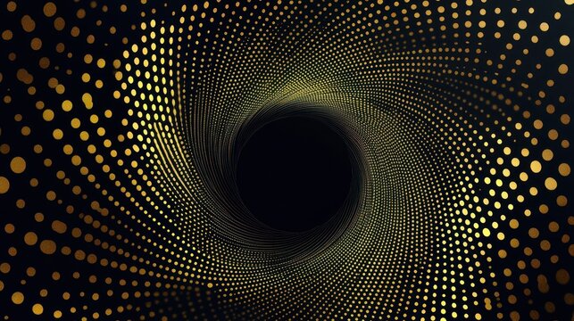 Golden spiral vortex on black backdrop