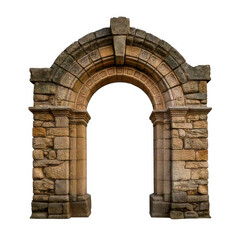 Fototapeta premium old ancient stone arch gate isolated on white or transparent