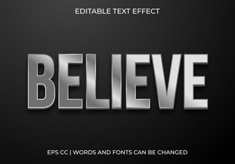 3D Chrome Glossy Text Effect, Metallic Typography Style