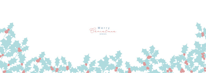 クリスマスリースのイラスト。12月のクリスマス素材。ヒイラギの冬クリスマスフレーム背景。Illustration of a Christmas wreath. December Christmas materials. Holly winter Christmas frame background.