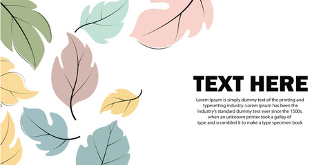 Pastel leaves with text space for banner