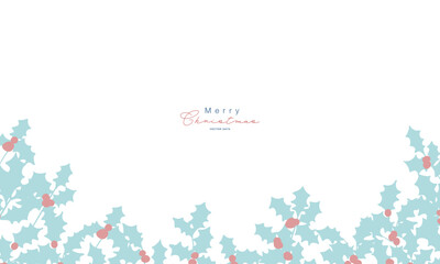 クリスマスリースのイラスト。12月のクリスマス素材。ヒイラギの冬クリスマスフレーム背景。Illustration of a Christmas wreath. December Christmas materials. Holly winter Christmas frame background.