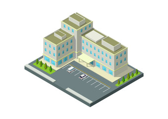 Isometric hospital or office hotel building