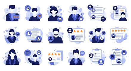 Fototapeta premium Flat Vector Customer Review Icons Pack for Business and Feedback Infographics