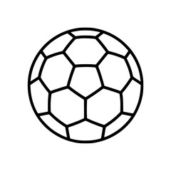 Fototapeta premium Black outline illustration of a classic handball with geometric hexagon and pentagon pattern