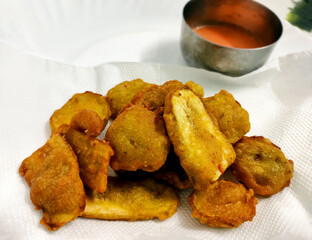 Banana Fritters Served with Spicy Red Chutney