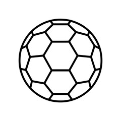 Obraz premium Black outline illustration of a classic handball with geometric hexagon and pentagon pattern