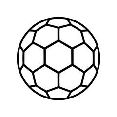 Fototapeta premium Black outline illustration of a classic handball with geometric hexagon and pentagon pattern