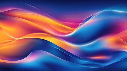 Obraz premium Abstract, vibrant waves of orange and blue. Soft, flowing forms in a gradient color scheme