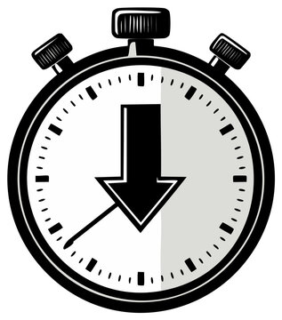 Stopwatch with down arrow icon symbolizing a deadline countdown or time running out