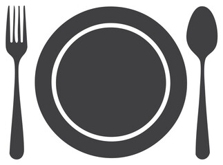 Table Setting Icon Plate Fork and Spoon Place Setting Meal Preparation Dining Concept