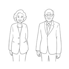 Old people black and white illustration vector image simple minimalist artwork design template

