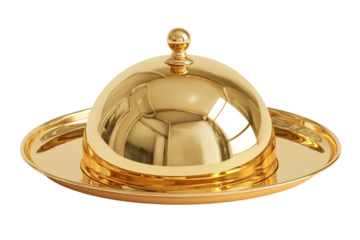 Polished Gold Cloche Serving Dish with Reflections