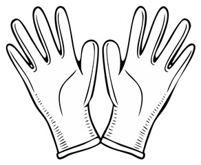 Obraz premium Pair of sketch style medical gloves with spread fingers isolated on white background