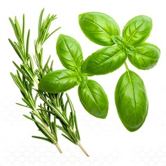 Fresh rosemary and basil herbs