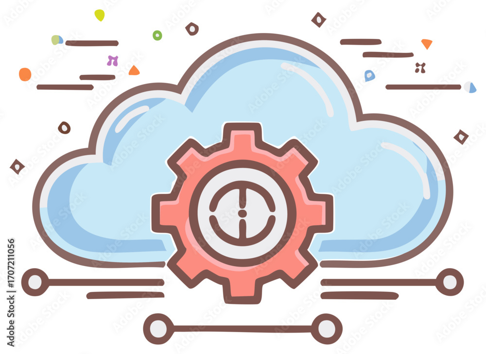 Poster cloud service configuration gear digital development computing illustration