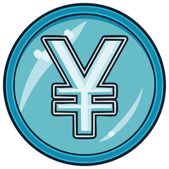 Obraz premium Blue Coin with Japanese Yen Symbol Illustration