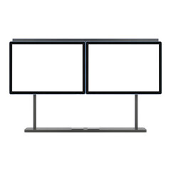 Sleek Digital Display Stand With Two Empty Panels Isolated Isolated on Transparent PNG Background.
