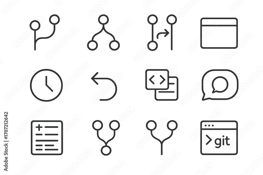 Poster command pull vector fork icon merge node icons control message git version