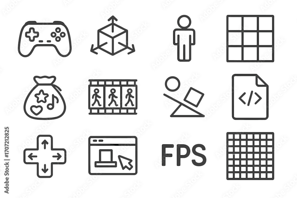 Fototapete vector icons game file grid physics development pack cube engine movement map