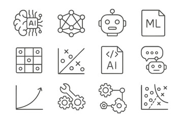 Curve chatbot neural tuning brain ai network decision icon grid boundary vector