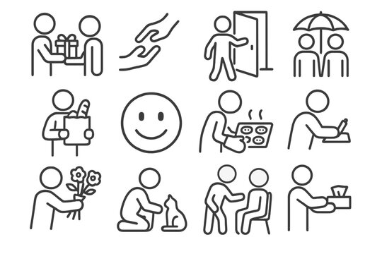 Icons gift cookies baking icon vector kindness smile caring acts sharing door