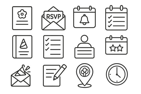 Card paper envelope countdown planner vector rsvp icons planning icon reminder party