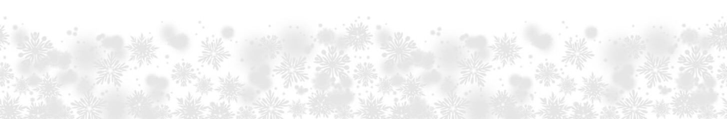Ice snowflakes seamless border, winter snowfall decoration clipart on transparent background.