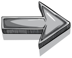 Vector illustration of a silver arrow pointing right, directional and informational element.