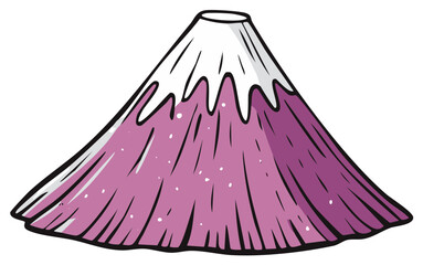 Vibrant purple mountain illustration with a white snow capped peak design