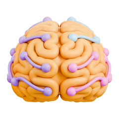 Artificial intelligence brain with connected neural nodes symbolizing machine learning and neural network, data processing and cognitive science, smart digital system for analysis, 3d illustration