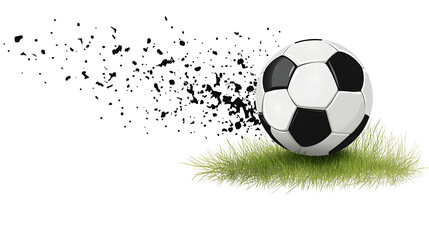 Soccer Ball on Green Grass with Motion Blur Effect