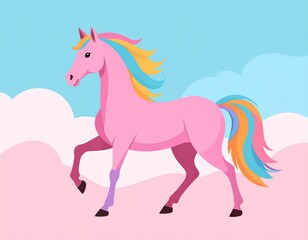 Fototapeta premium 手描き風カラフル馬シルエット