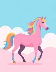 手描き風カラフル馬シルエット