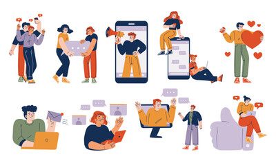 Diverse People Engaging in Modern Digital Communication and Social Media Activities