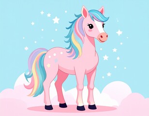 手描き風カラフル馬シルエット