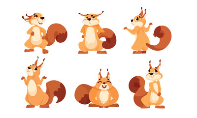 Obraz premium Adorable Cute Pixel Art Squirrels Depicted in Various Fun and Creative Poses and Styles
