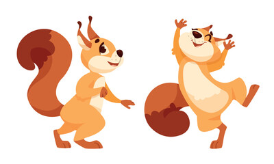 A collection of Cheerful Cartoon Squirrels depicted in various Playful Poses and antics