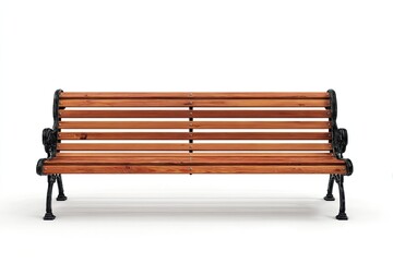 Wooden park bench, isolated on white