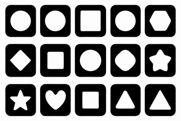 Geometric Abstract Line Icons Set Minimalist Black Outline Vector Collection