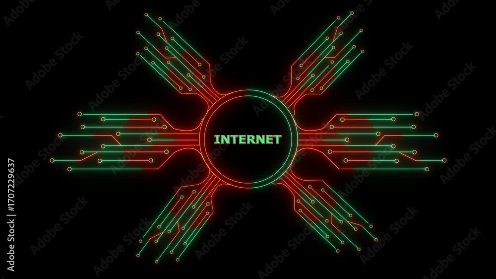 Poster glowing neon hud-style circle with circuit board lines, and the center text says 