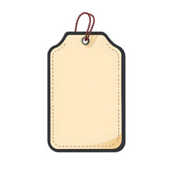Beige Blank Tag with Brown String on Transparent Background