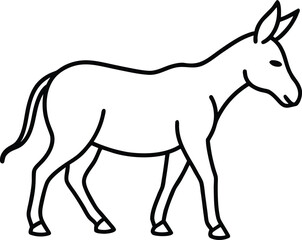 Vector art of simple line drawing of a donkey standing
