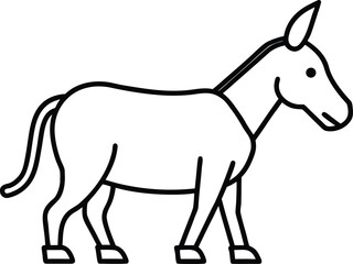 Fototapeta premium Vector art of simple black and white line drawing of a donkey standing