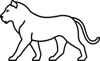 Vector art of stylized black and white line art illustration of a powerful panther walking