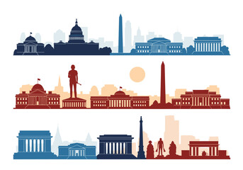 Iconic architectural skylines of washington dc landmarks.