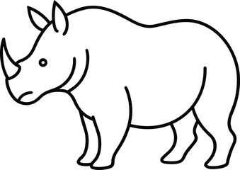 Fototapeta premium Vector art of simple line art illustration of a rhinoceros, isolated on a, perfect for educational or design purposes